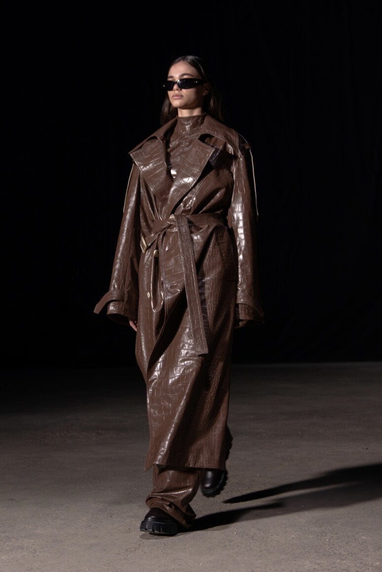 Croc-Effect Trench Coat