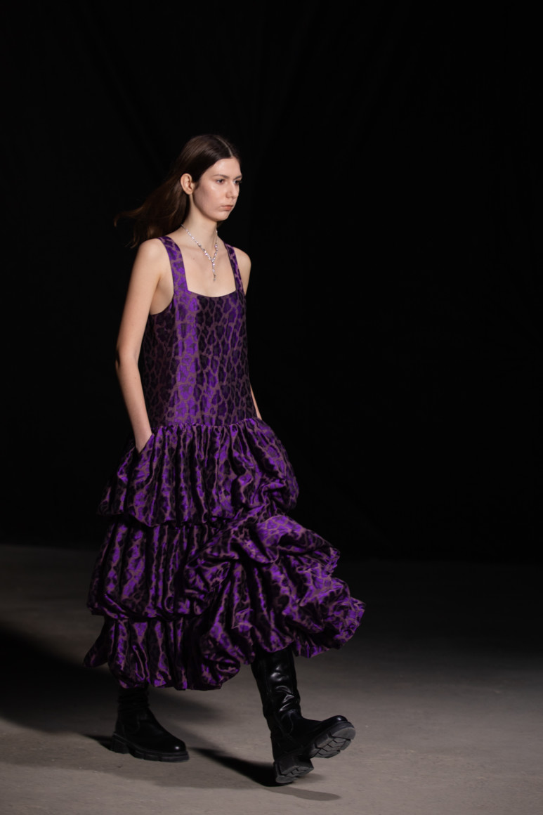 Ruffled Jacquard Dress