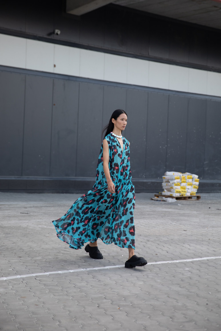 Teal Print Maxi Dress